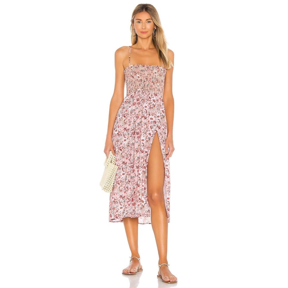 NEW Size L RESA Ashley Midi Dress in Pink Paisley REVOLVE MSRP $158